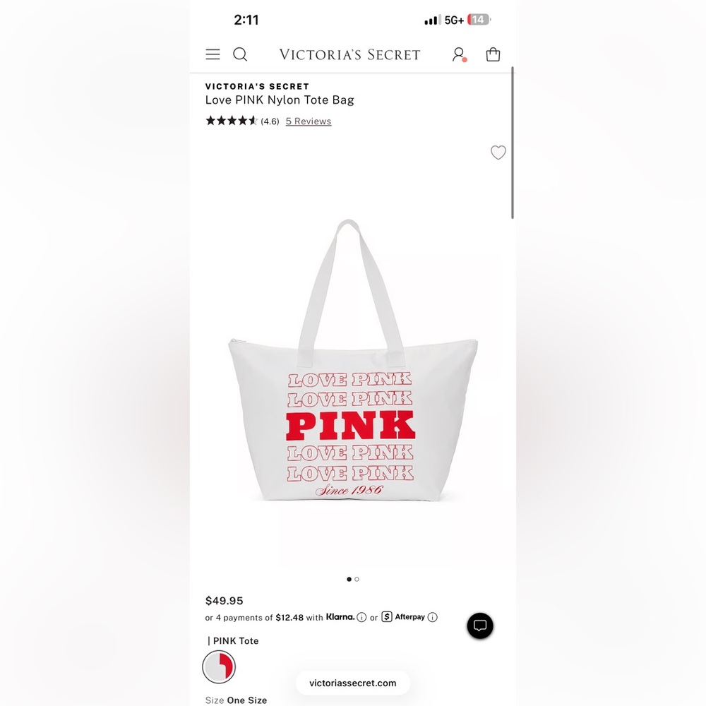 Victoria's Secret White Tote with Pink Logo